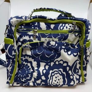 JuJuBe BFF Cobalt Blossom Diaper Bag, Changing Pad NEW